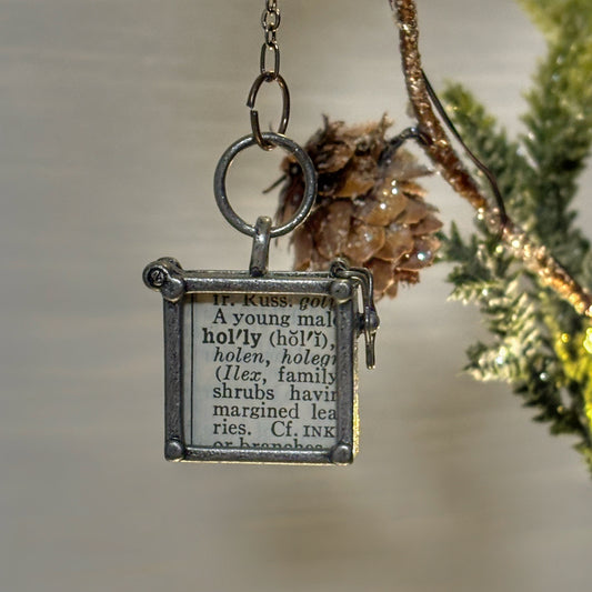 Holiday Ornament Vintage Dictionary Holly